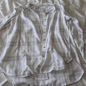 Jachs Girlfriend White And Cream Button Down Flannel